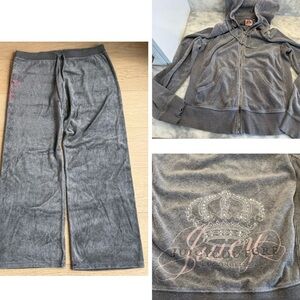 Juicy Couture Y2K Velour Track Pants XL + Bonus Hoodie | Vintage LA Era